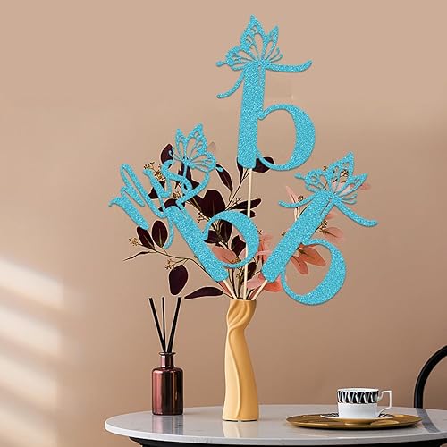 Miniatura 8 de Mis 15 palos de centro de mesa, decoraciones de feliz cumpleaños 15, Hello 15, Cheers to 15 años, suministros para fiesta de aniversario, 12 piezas