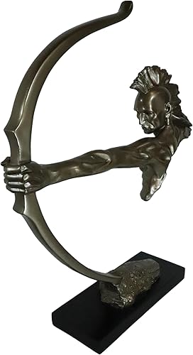 Miniatura 5 de Ebros - Estatua de guerrero indio sioux de 19 pulgadas de alto con arco y flecha de arco corto con soporte de base negra, patrimonio cultural para
