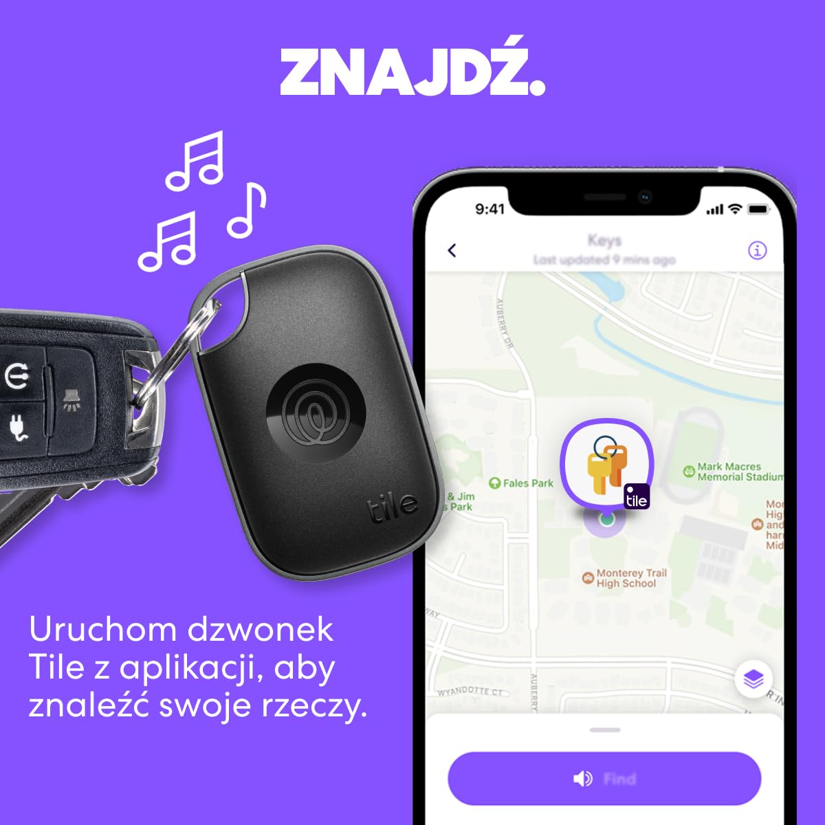 Life360 Tile Pro - najmocniejszy lokalizator Bluetooth do znajdowania kluczy, torebek i innych rzeczy. Zgodnosc: iOS i Android. Znajdowanie telefonu. 1 szt. (bialy)