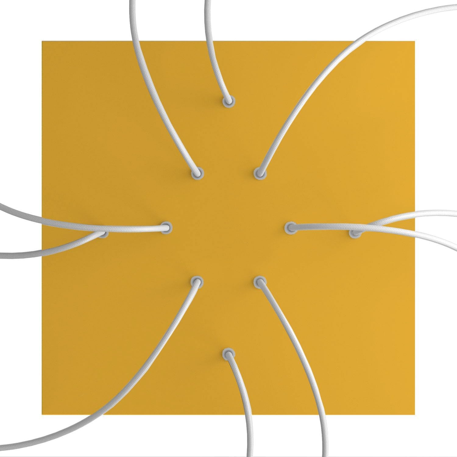 Large Square Rose-One Light Fixture, 400 mm with 10 Holes and 4 Side Holes - Mustard by Creative Cables