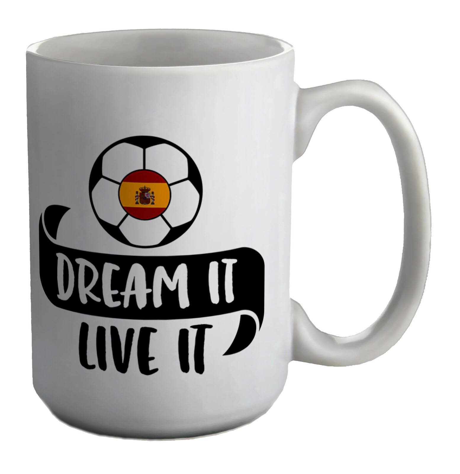 MUGSVILLAMUGSVILLA Football Team with Spain Flag White 11oz Large Mug Cup Printed Coffee and Tea Ceramic Mug- 11OZ Ceramic Coffee Mug 0755