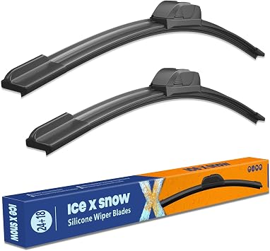 Silicone Windshield Wiper Blades 24 and 18 inch Replacement for Chevy Equinox 2023-2018 Cruze 2015-2011 Toyota Corolla 2008-2003 Terrain 2023-2018 Automotive Replacement Windshield Wiper Blades