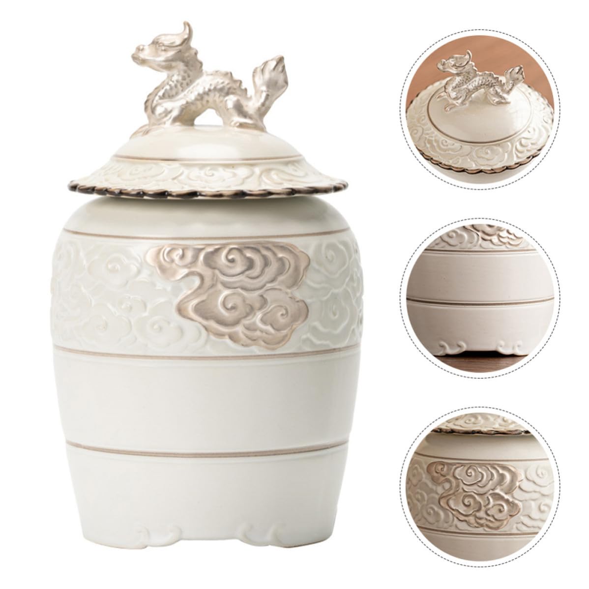Contenedor de Terrones de Azúcar y Botes de Té para Té Suelto de Cerámica Beige Capacidad de 500ml Sello Hermético y Estilo Tradicional Chino para Almacenar