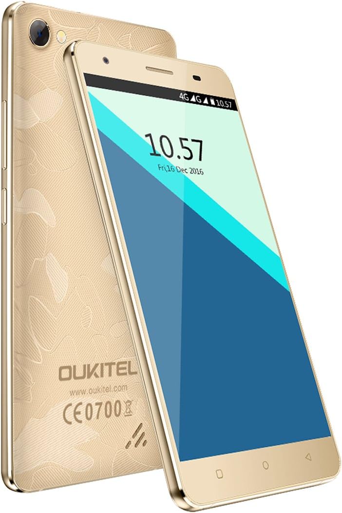 OUKITEL 4G Smartphone, C5 Pro 5.0' HD Display Quad Core up to 1.3GHz WCDMA & GSM & FDD-LTE Android Mobile Phones Quick Charging (Gold)