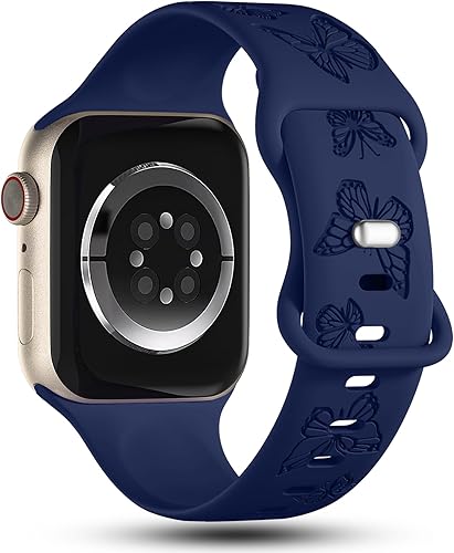 Miniatura 2 de Correas de silicona grabadas con mariposas compatibles con Apple Watch Band de 1.614 in, 1.575 in, 1.496 in, 1.929 in, 1.772 in, 1.732 in, 1.654 in,