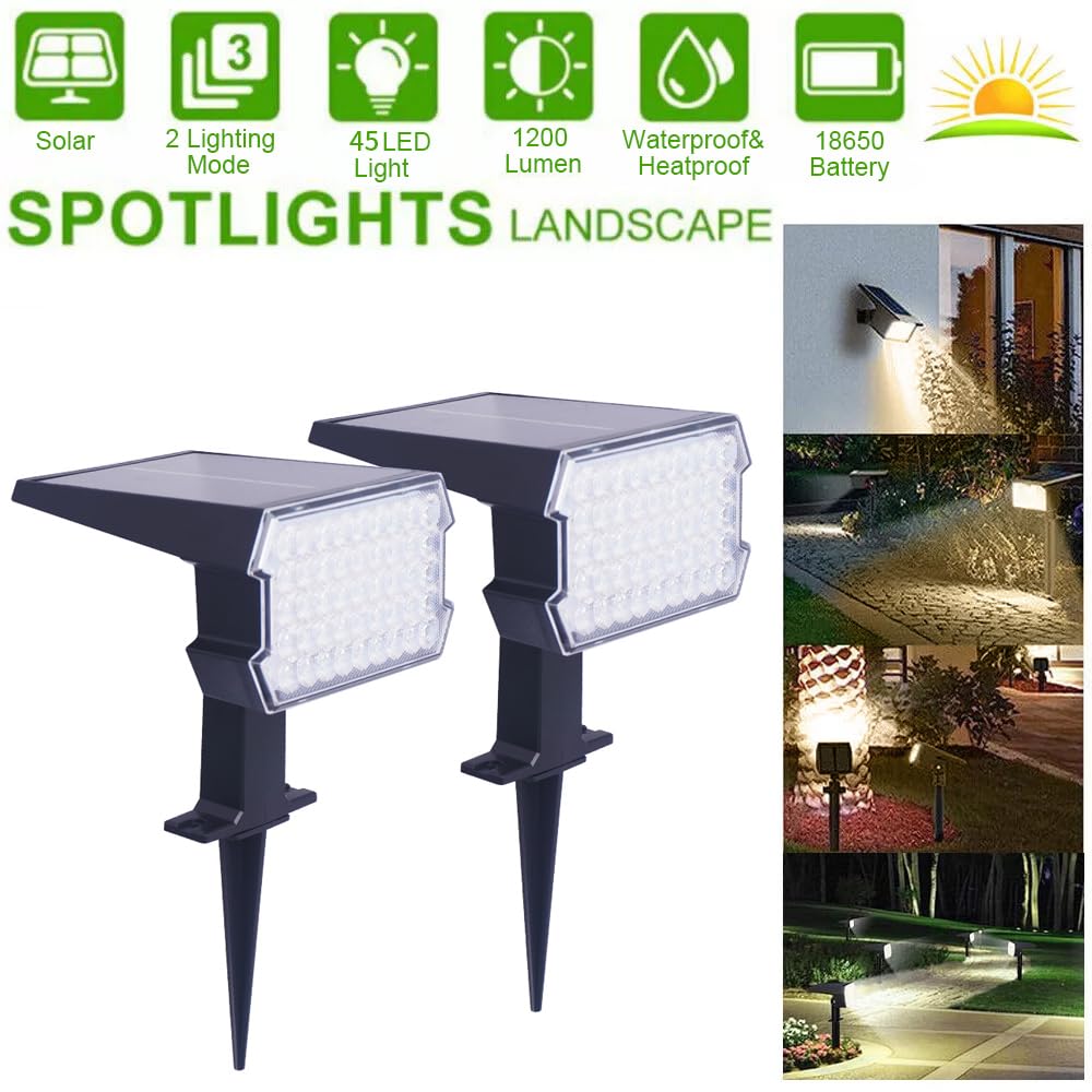 Solarlampen für Außen,6500K Kaltweiß Solar Strahler 10 Stück,IP65 Wasserdicht 45 LEDs Solar Gartenleuchten Solarleuchten,Aussenleuchte Wandleuchte für Draußen Garten,Weg,Hof,Gehweg