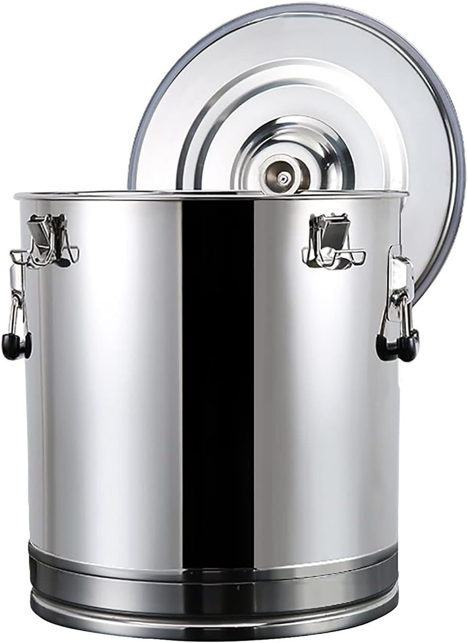 304 Stainless Steel Sealed Barrel,Thickened Large-Capacity Bucket,Can Hold Wine,Milk,Oil, Liquid Transportation (25L) (Size : 30cm*34cm (25L))