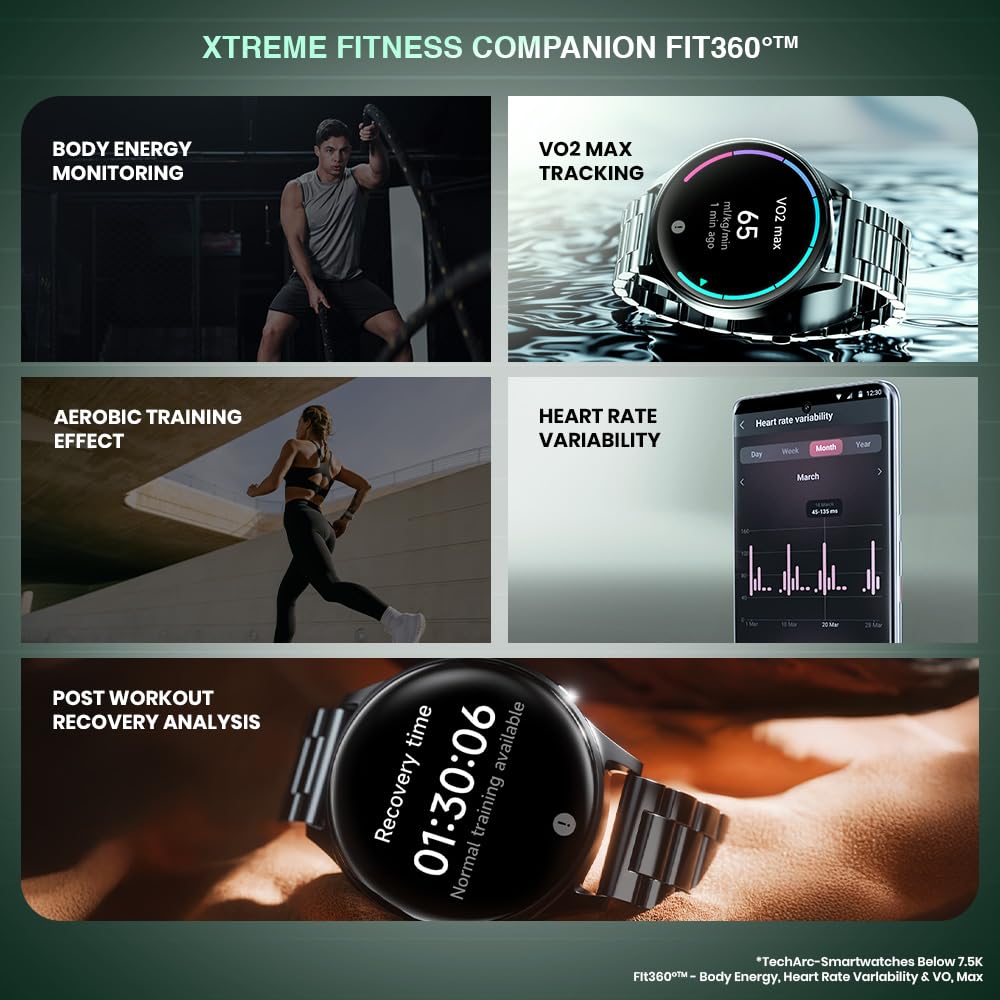 Newly Launched ProWatch Xtreme with Enhanced Fitness Features - 1.43" AMOLED AOD Display | Inbuilt GPS, Altimeter, Barometer & Compass | Body Energy Features| Corning Gorilla Glass 3 (Silicone) — Amazon image 3