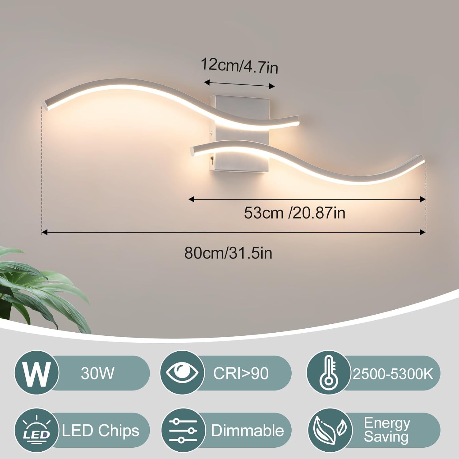 Bathroom Vanity Light Fixture, 32W 5CCT Dimmable Modern Led Bathroom Light Fixtures Over Mirror, Brushed Nickel LED Vanity Lighting Bar for Bathrooms (Brushed Nickel, 31.5inch)
