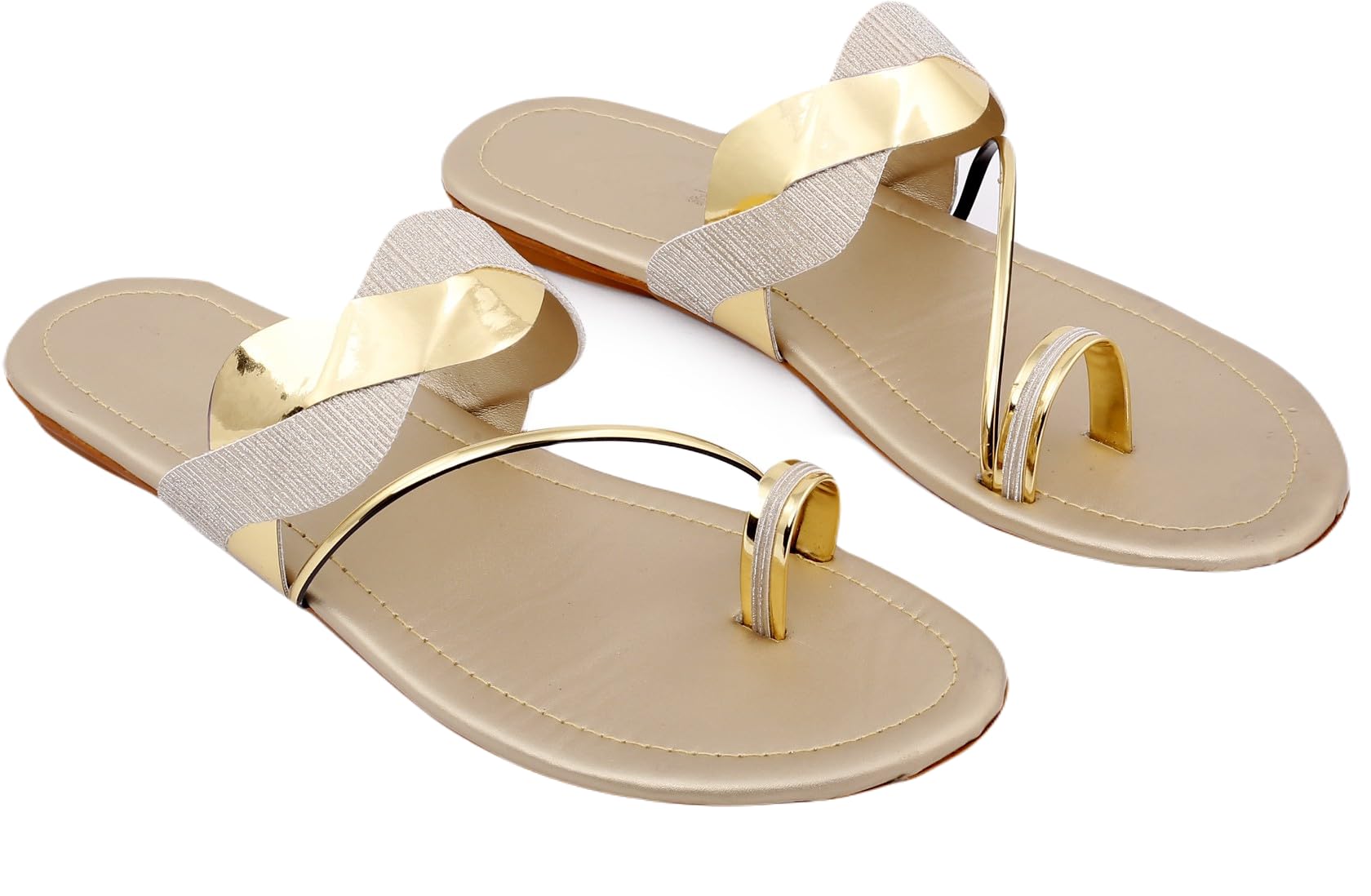 PADUKI Canvas Casual Flats Fashion Sandals for Women (Gold, 8 UK) (Set of 1 Pair) (2867) (B0CMLB5116) Amazon Price History, Amazon Price Tracker