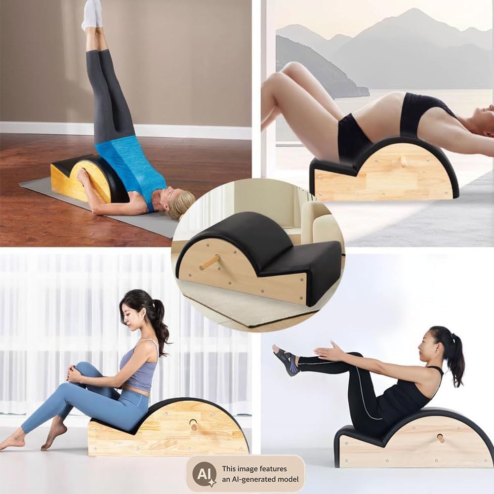 PU e legn Correttore per Colonna Vertebrale Pilates, Pilates Spine Corrector, Fitness Arc Lettino da Massaggio per Spine Supporters, per Colonna Vertebrale, Equilibrio, Rafforzamento Esercizi