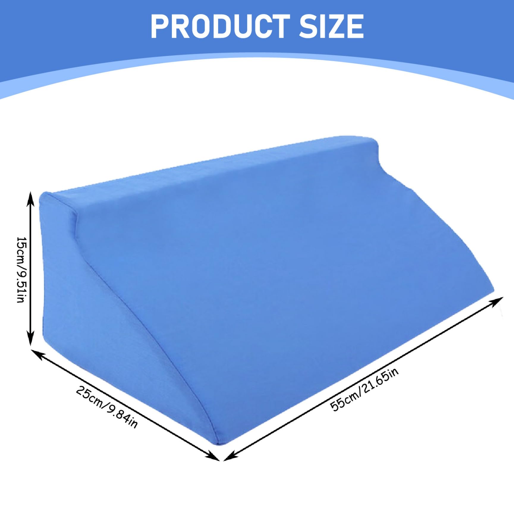 Almohada de cuña para cabecera, Almohada de cuña para Soporte de Espalda y piernas para recuperación de cirugía de Embarazadas, Cama Azul