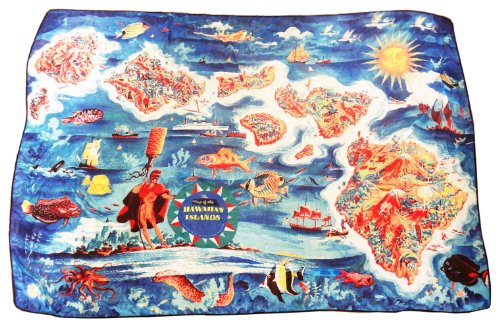 Scarf Vintage Map Hawaiian Island Chiffon Sarong