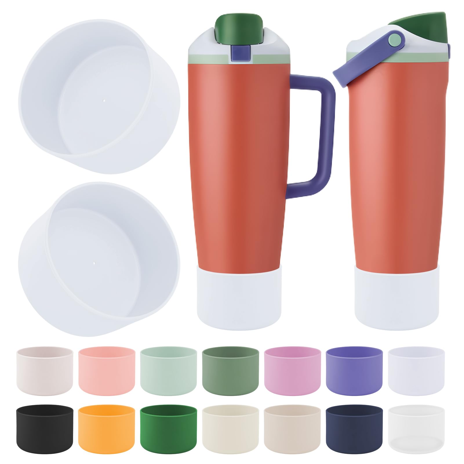BKBY 2PCS Silicone Boot Compatible with Owala 30oz & 40oz FreeSip Sway Bottles & Tumblers, Protective Anti-Slip Bottom Cover Sleeve for Freesip Sway Tumbler (The Great Blue) — image 1