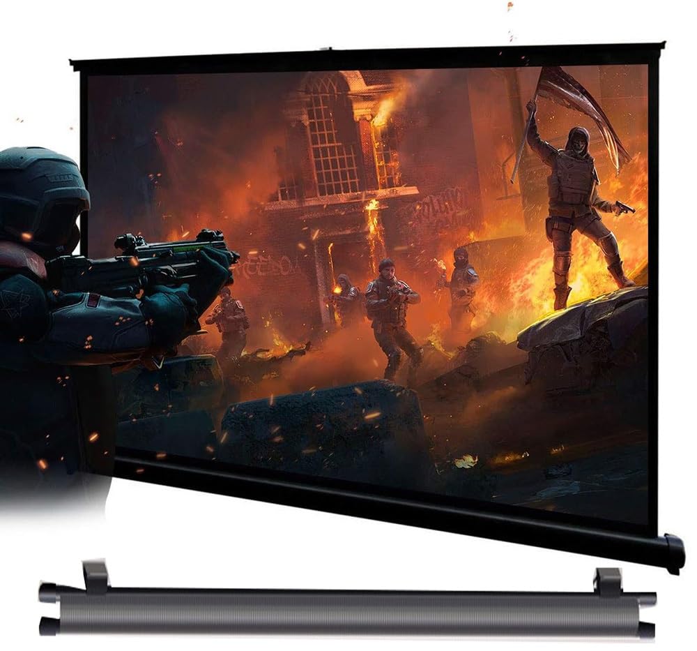 ZYXQQJ 40" 50" 60" 72" Projector Screen Manual Pull Down Movie Screen Conference Hanging Projector Curtain 16:9 Format, Wrinkle Free(4:3,50inch)