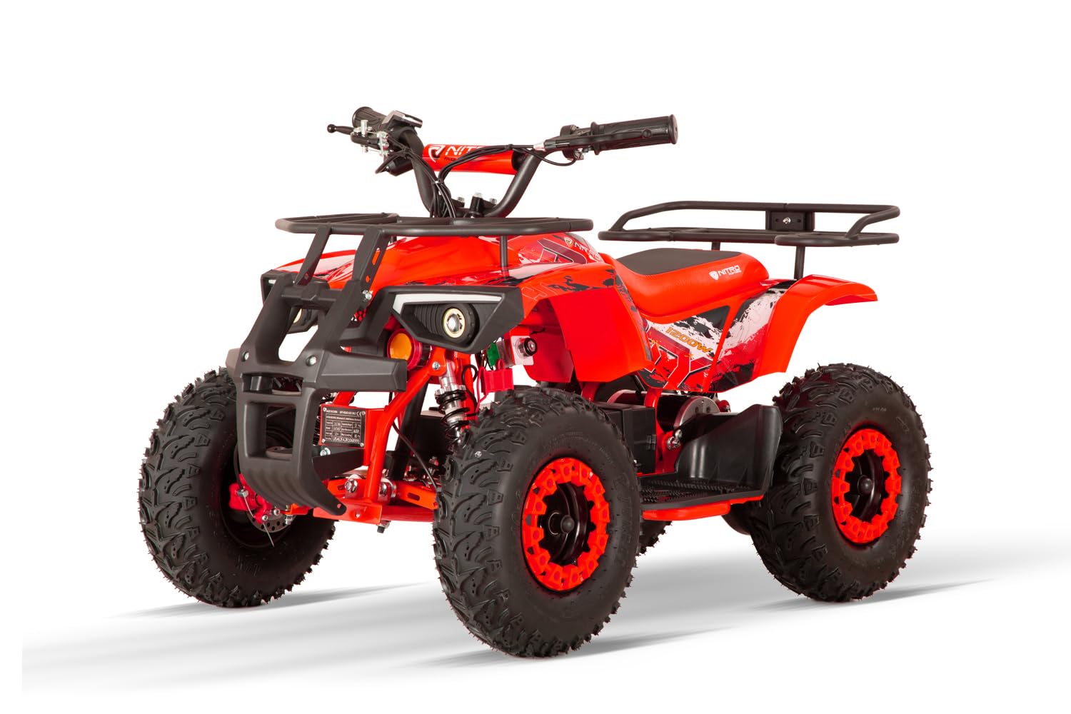 Eco Dusty 1200W 48V Kinderquad 6 Zoll BTF Profile XL Elektro Quad LED Drossel (Rot)