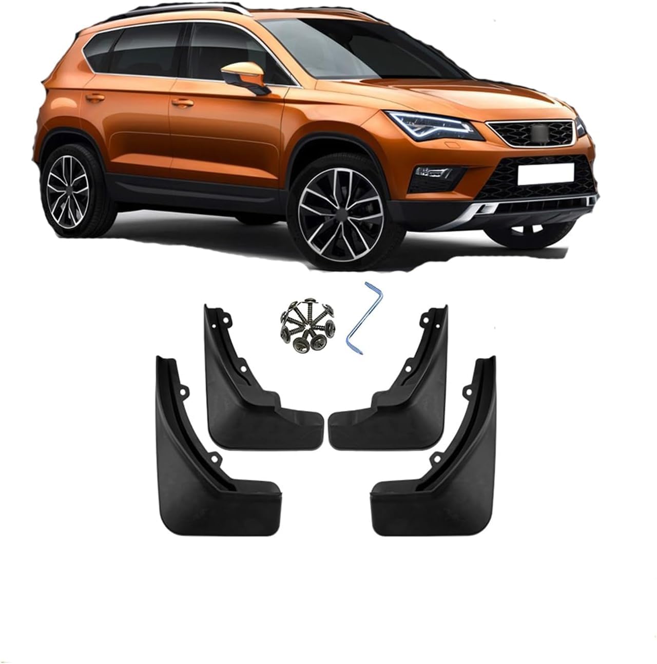 Guardabarros sin taladrar para Seat Ateca 2016-2023 de goma pesada negra anti-invierno