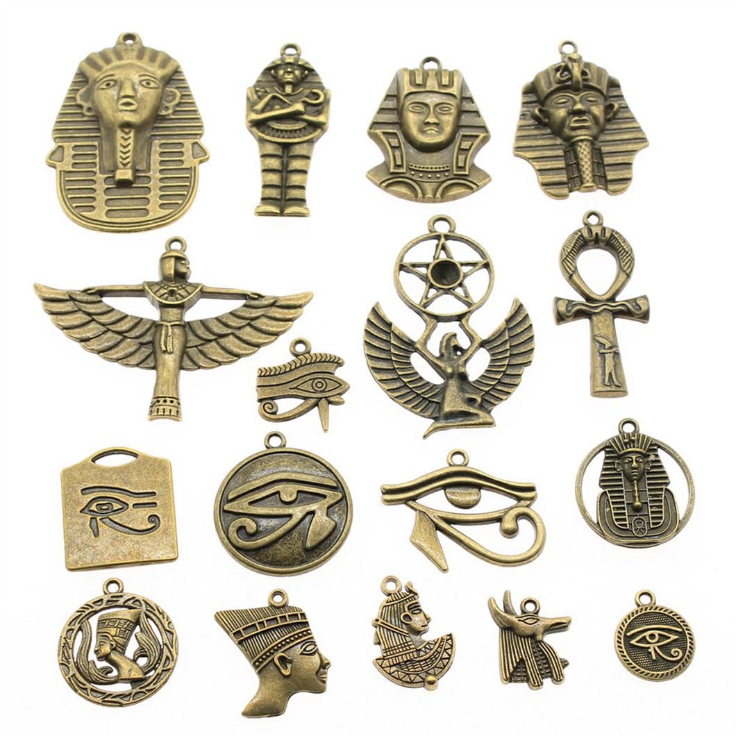 LUTAKU 100g Egypt Charm Pendants, Antique Bronze Metal Mixed Egypt Series Pendant Charms for Earring Bracelet Keychain Jewelry Making Jewelry Accessories (Antique Bronze)