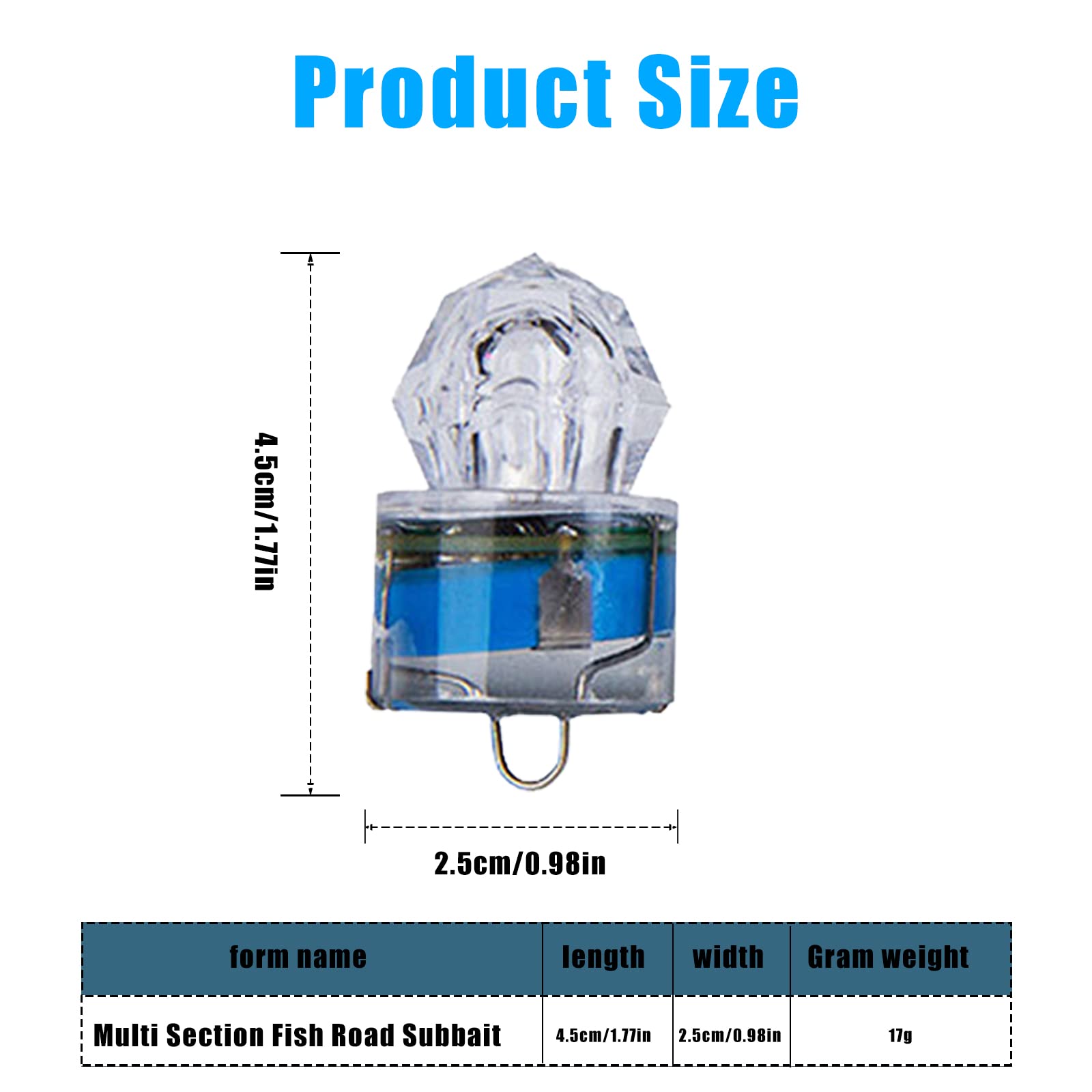 15 luces de pesca de caída profunda, señuelo tubular de diamante, luz estroboscópica LED intermitente colorida luz de pesca subacuática luz de pesca para agua salada, agua dulce, lubina, halibut,