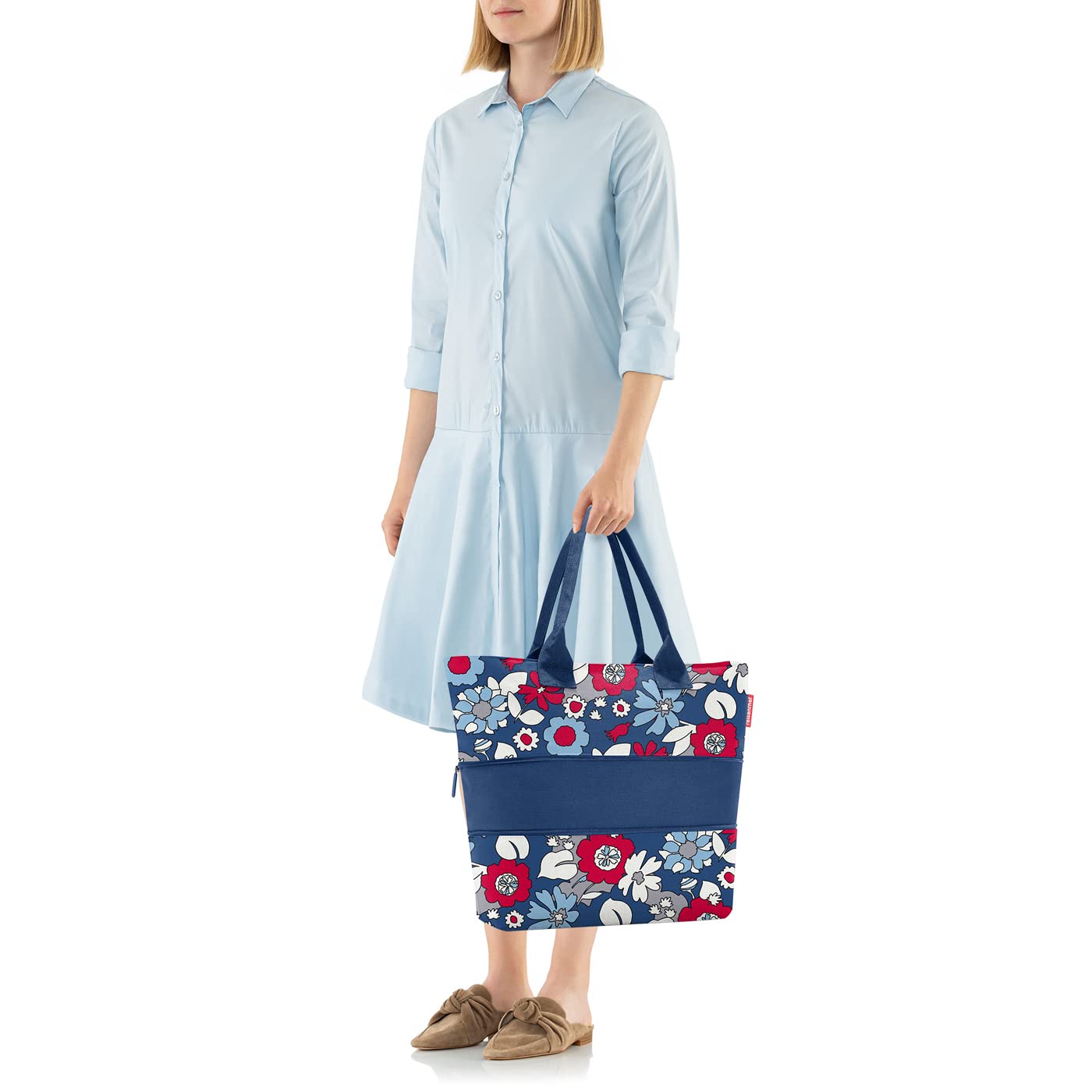 Reisenthel shopper e1 - borsa di grande capacità in tessuto poliestere di alta qualità, Couleur:florist indigo