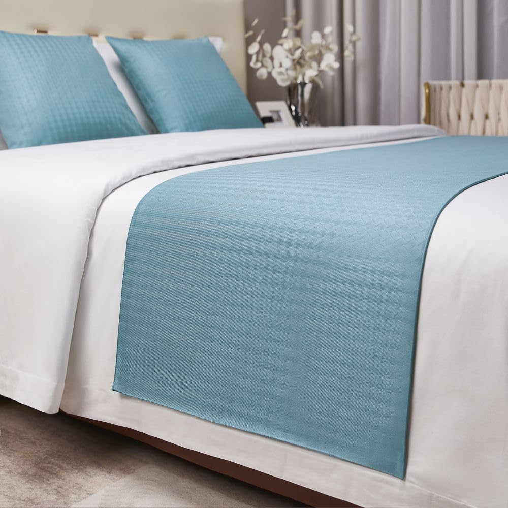 PBWERIGL Matching Cushion Cover, Bed Runner Multicolor Multiple Sizes(Baby Blue,50X180cm for 1.2m bed)