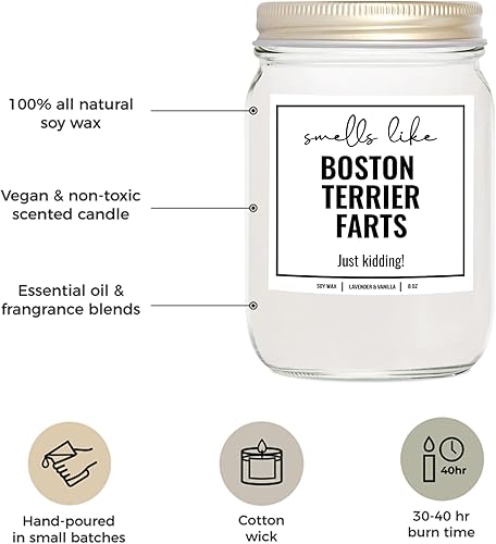 Miniatura 2 de YouNique Designs Vela de soja Smells Like Boston Terrier Farts de 8 onzas  Vela de perro Boston Terrier regalos para los amantes de Boston Terrier