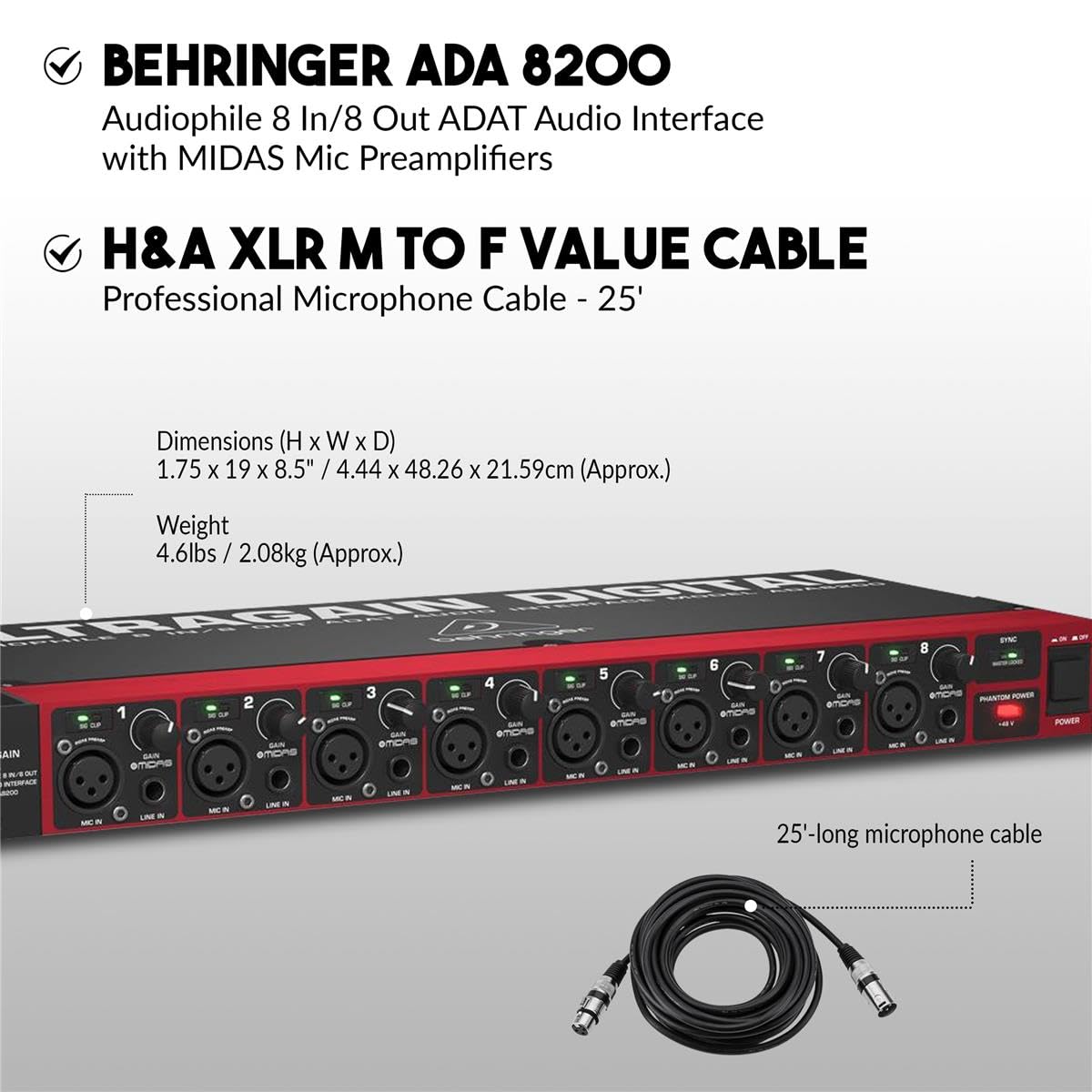 Amazon.com: Behringer Ultragain Digital ADA8200 Audiophile 8