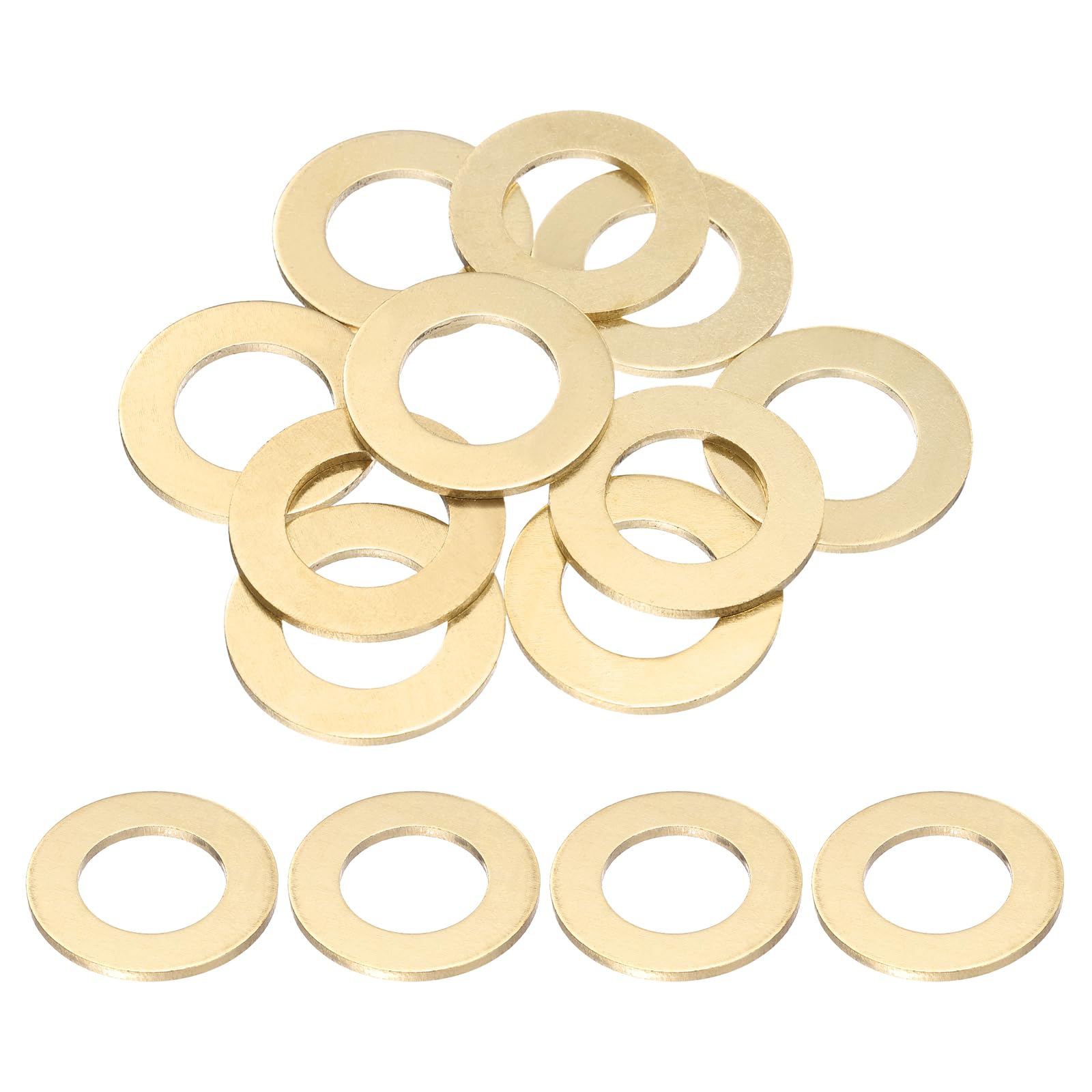 sourcing map 10Pcs M20 Brass Flat Washer, 36mm OD x 20mm ID x 3mm Thickness Metal Sealing Washers, Metric Sealing Ring Gasket for Screws Bolts Nuts