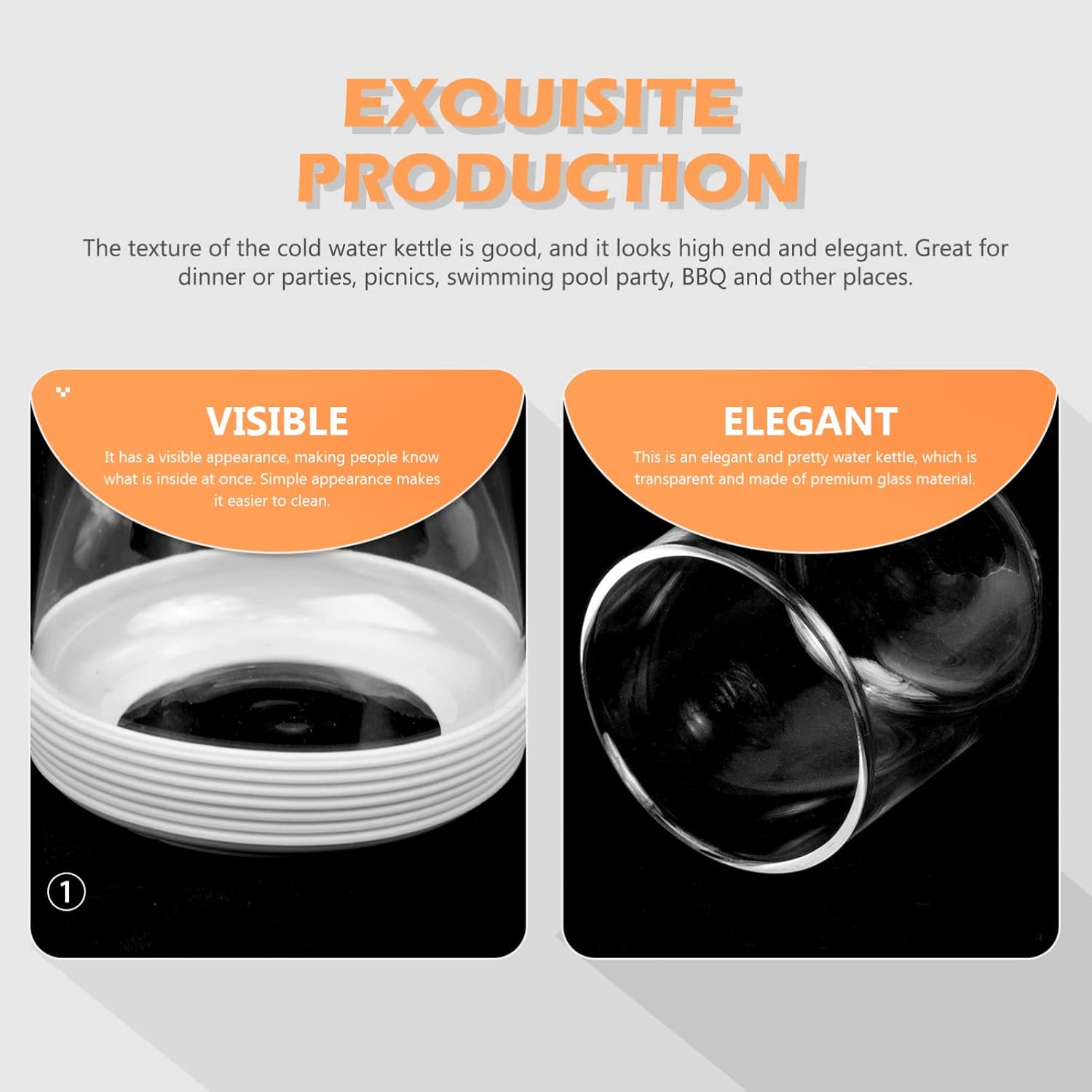 Glass Bedside Carafe 800ml with Cup Simple Elegant Household