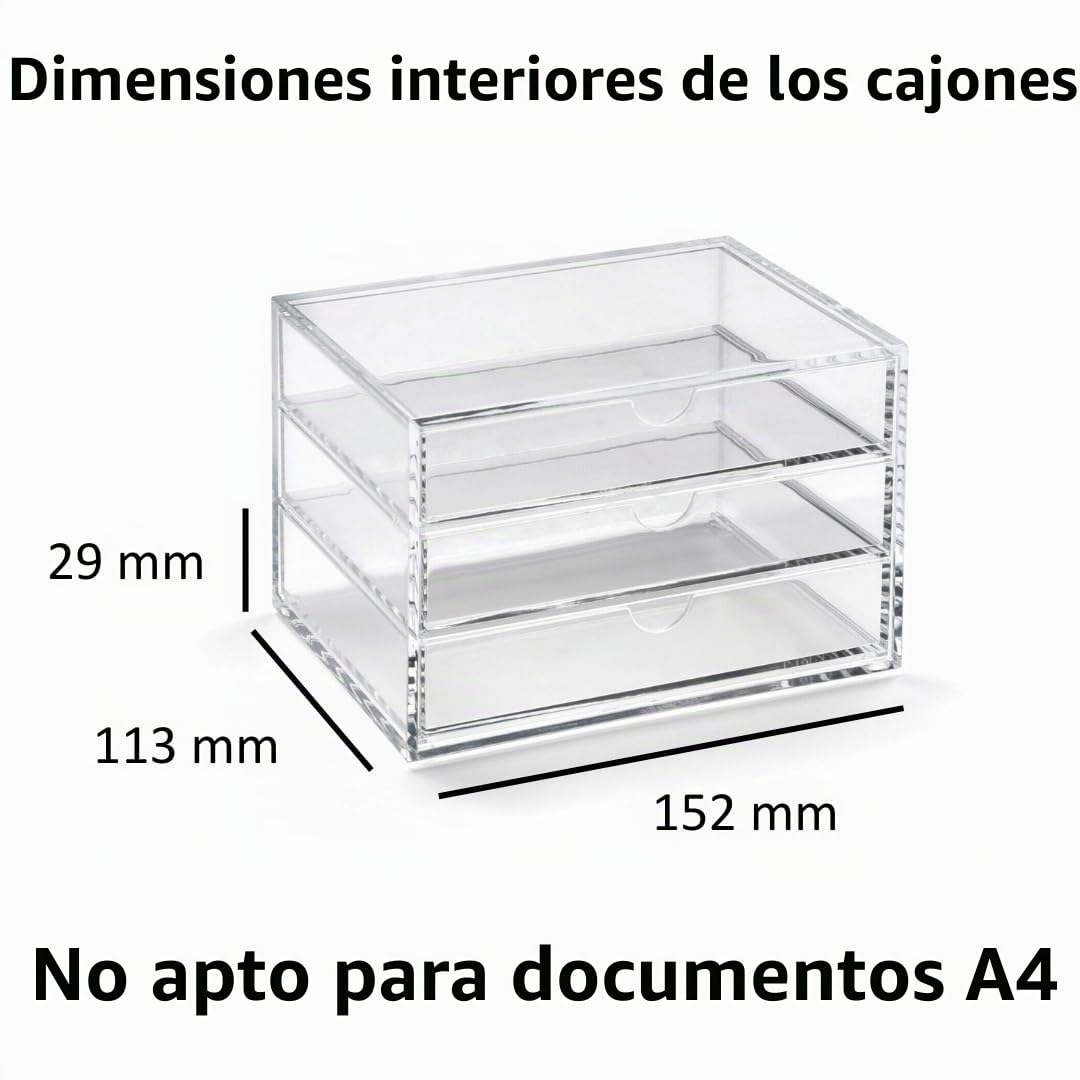 Osco A3276 - Organizador con 3 cajones, acrílico
