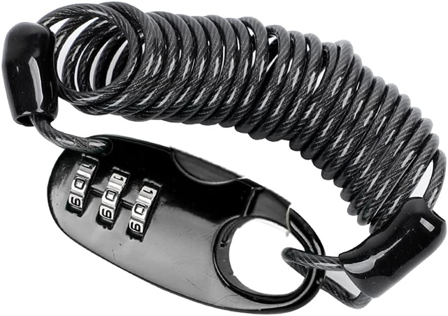 Helmet Lock 3 Digit Password Mini Portable Anti-Theft Bicycle Lock for Motorcycle Bicycle Scooter Cable Lock (Color : Green, Size : 1.5m) (Red 1.5m)