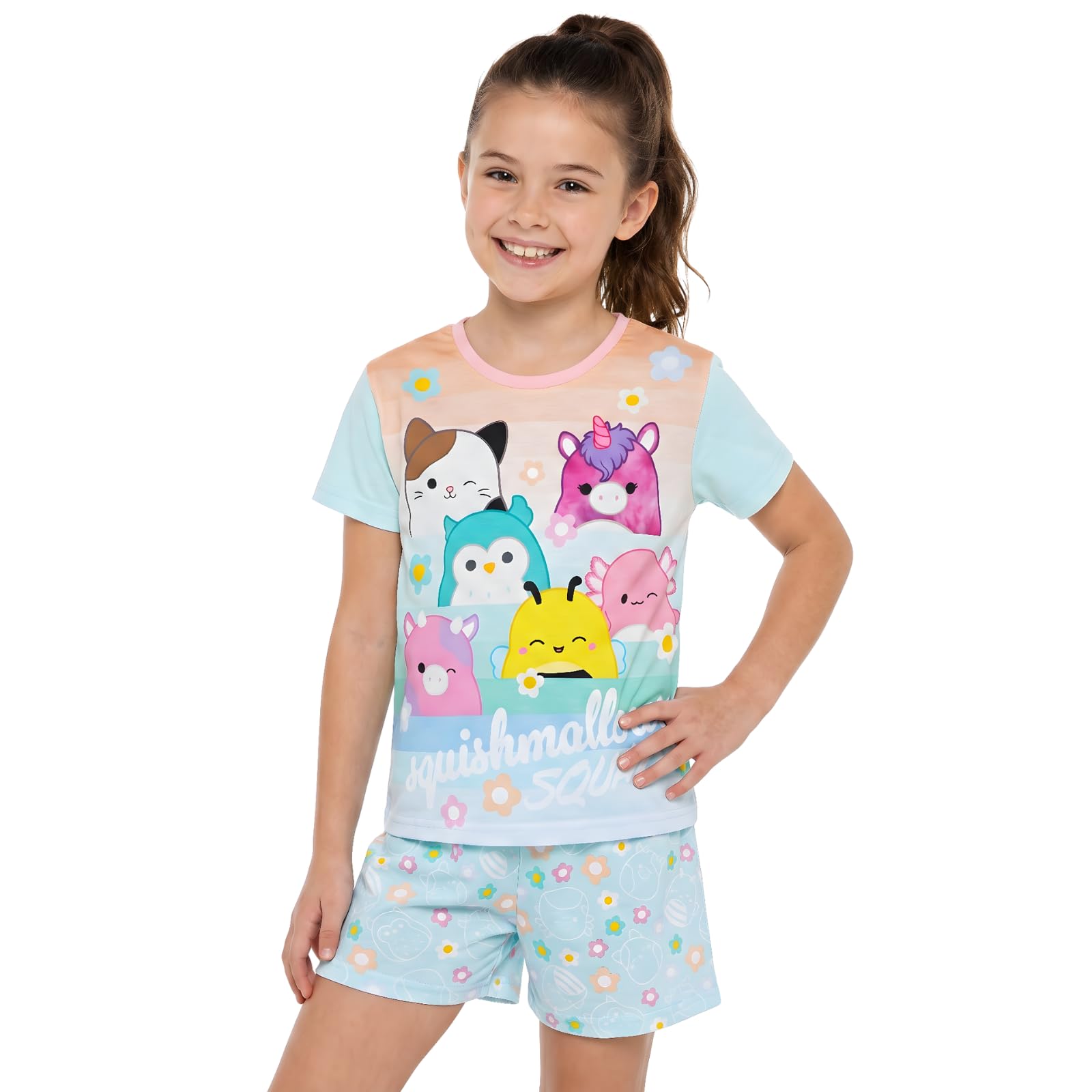 Squishmallows Short Pajamas for Girls, Squish Squad Nightwear