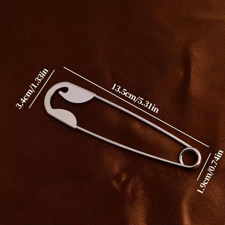 Image of Oversized Safety Pin Hair Clip, Silver, Bun Holder, Minimalist Style, Korean Aesthetic