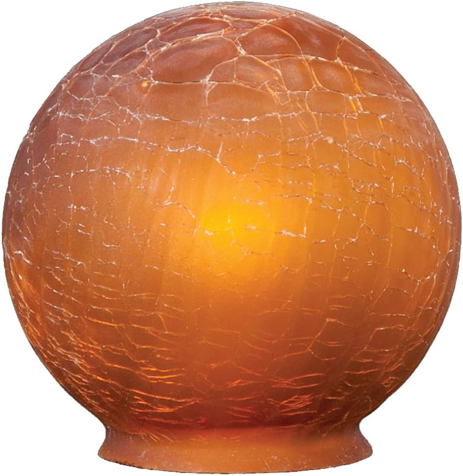 B&P Lamp 3 1/4" fitter, Amber Crackle Glass Art Deco Ball Globe or Lamp Shade