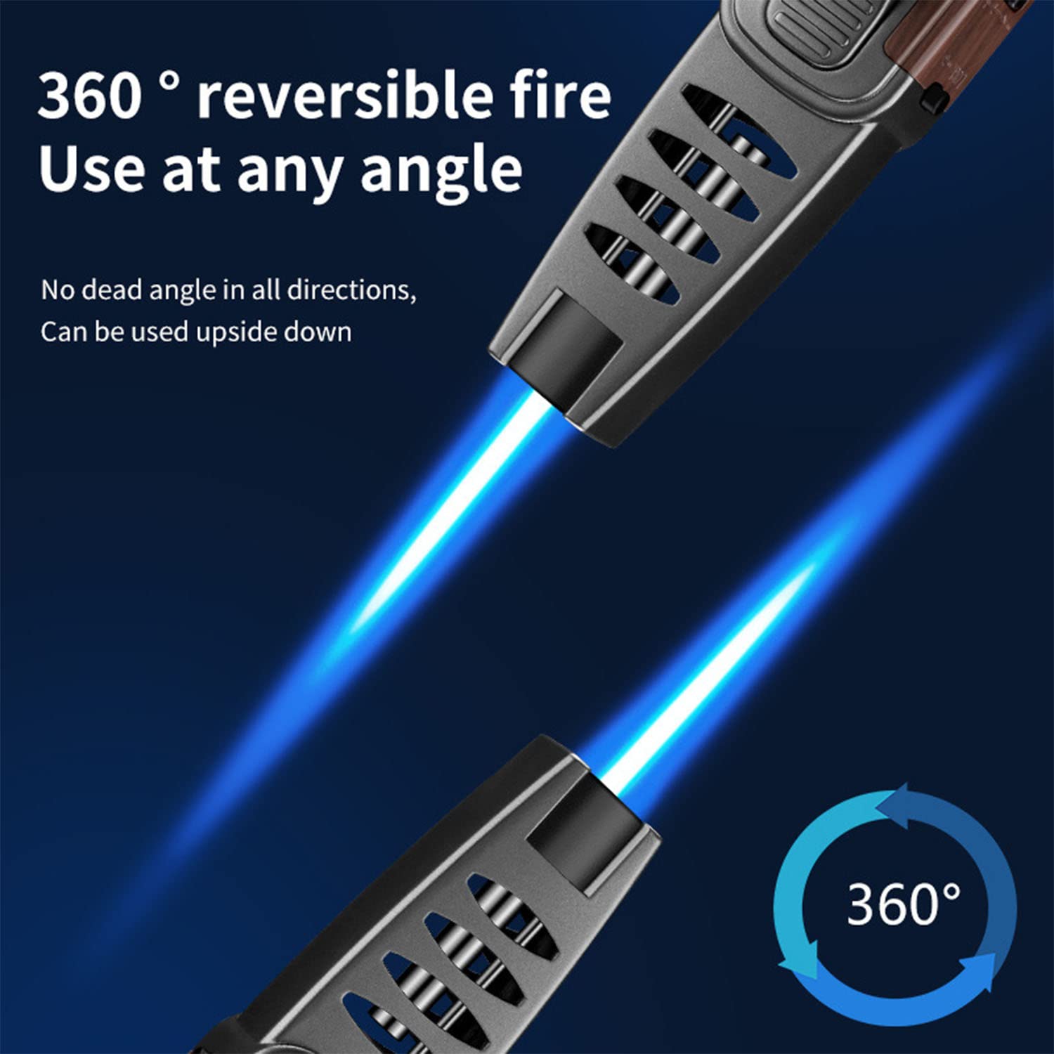 Briquet Torche Butane Flamme Jet Réglable Rechargeable Coupe-Vent avec Verrouillage de Sécurité Puissant Cigare Plus Léger pour Soudage Cuisson Cuisson BBQ Cuisine Camping