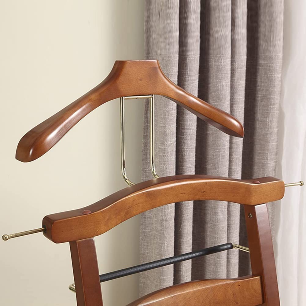 Wooden Valet Stand With Drawer - Contour Hanger & Trouser Bar For Suits & Office Organization