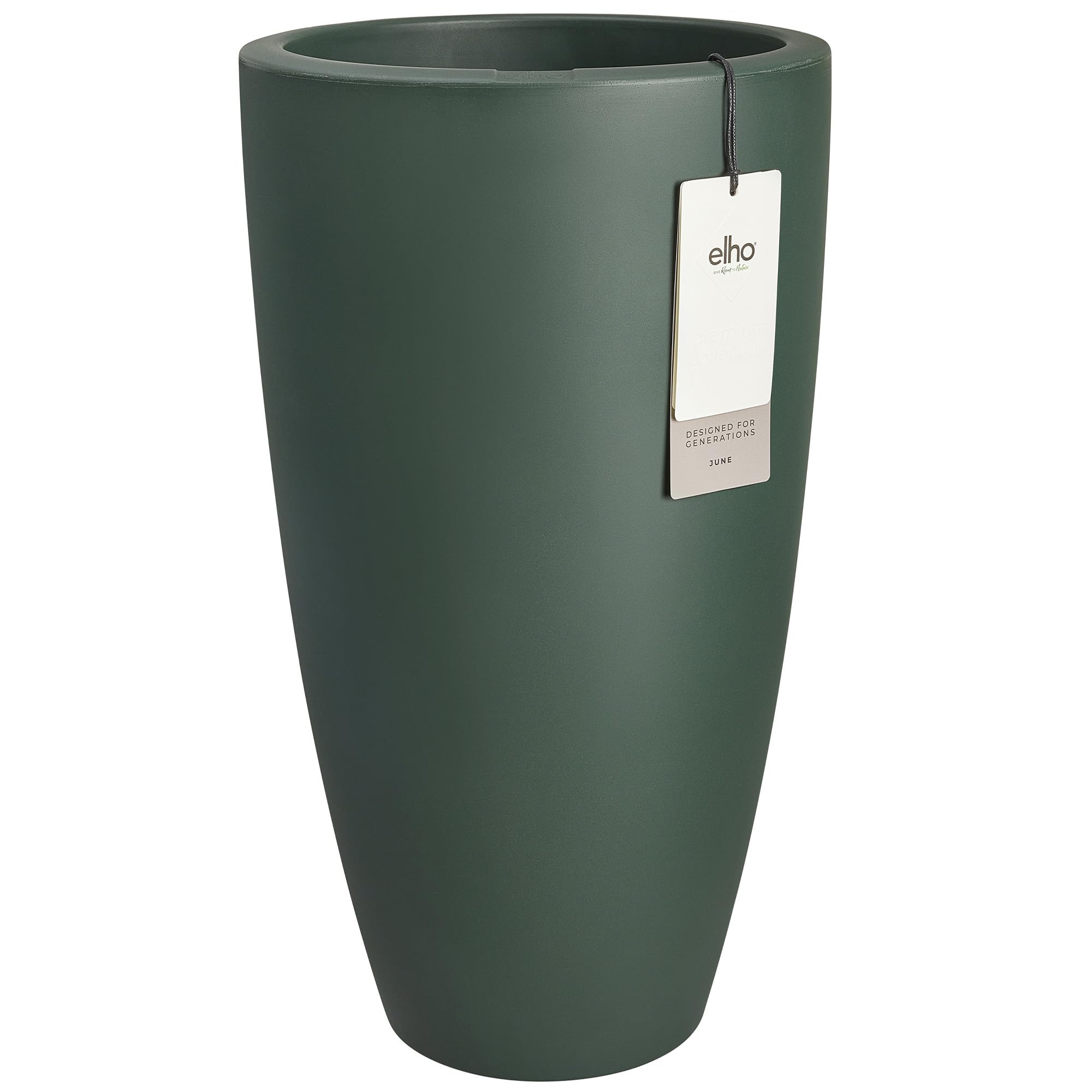 Elho Emerald Green June Round High 30 - Plant Pot For Indoor & Outdoor - 100% Recycled Plastic - Ø 29.5 X H 52.5 Cm - Green