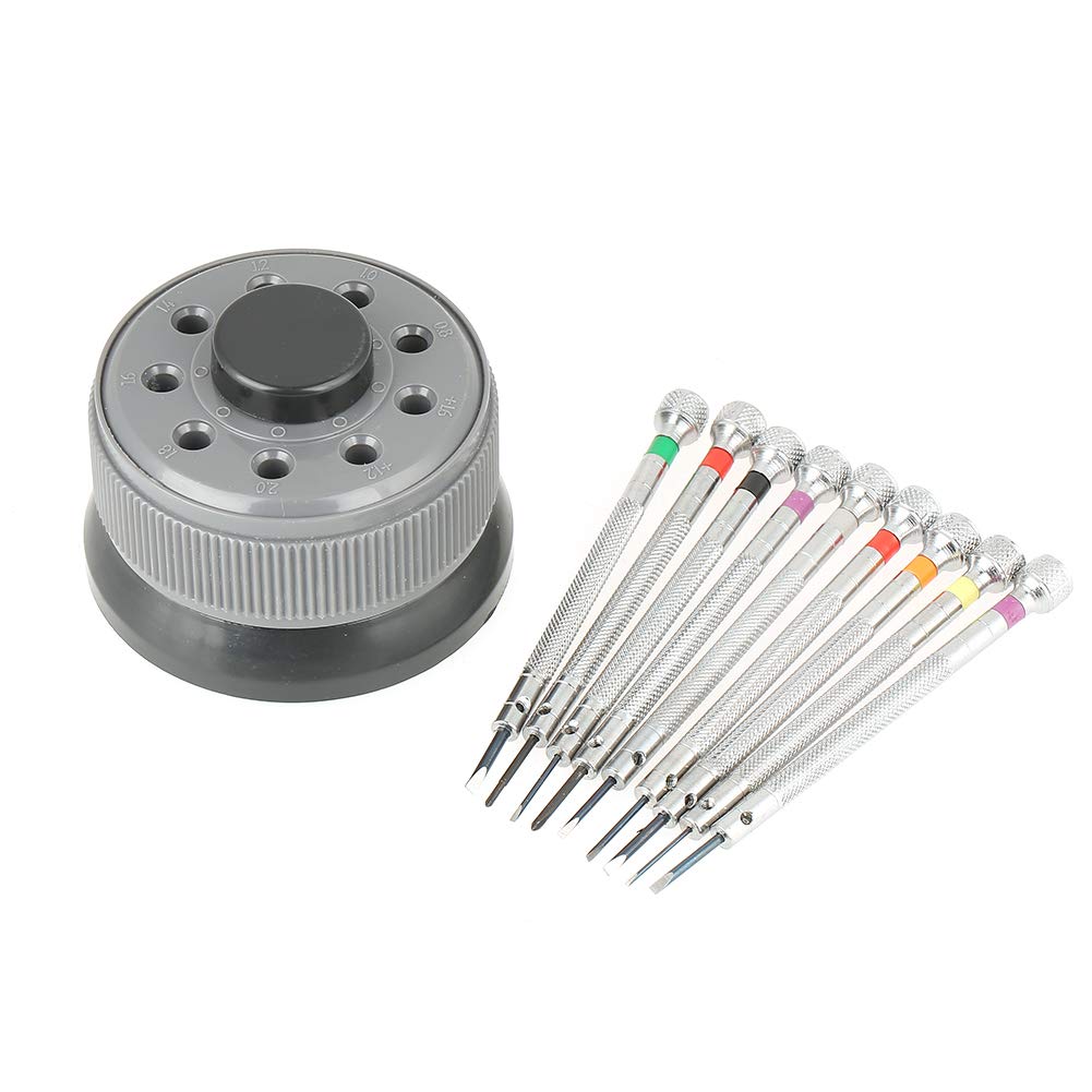 9 Teile/Satz Uhr Schlitz Schraubendreher Set Rep Uhrmacher Werkzeuge mit Swivel Basis Platte