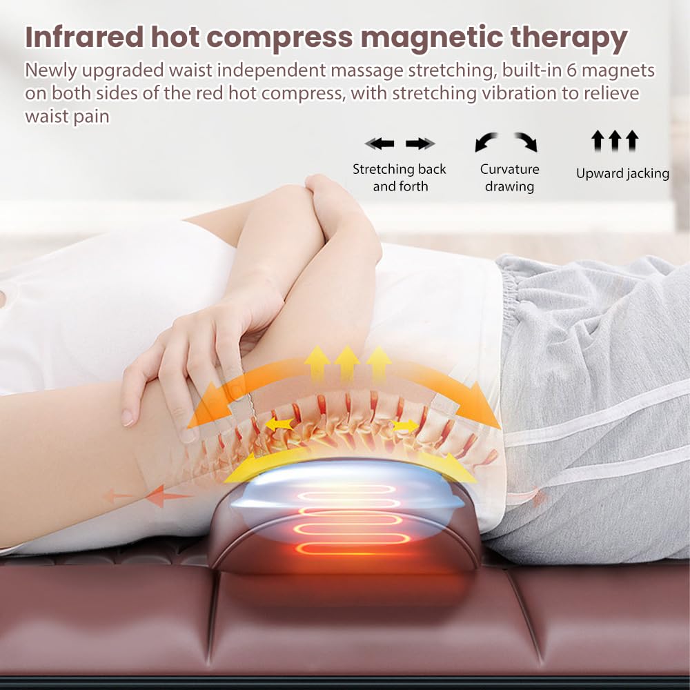Tapis de Massage Complet du Corps, Matelas de Massage, 10 moteurs Vibrants, Tapis de Massage Vibrant mit Chauffant, 5 Modes, 3 Intensités, Relaxation Musculaire pour dos&épaules