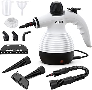 GLOIL vaporeta Limpieza hogar,Limpiador Vapor,vaporeta de Mano,vaporeta Limpieza Sofa,con 10 Accesorios para la Eliminación de Manchas,Alfombras,Cortinas,Asientos Coche,Tapicerias-Steam Cleaner