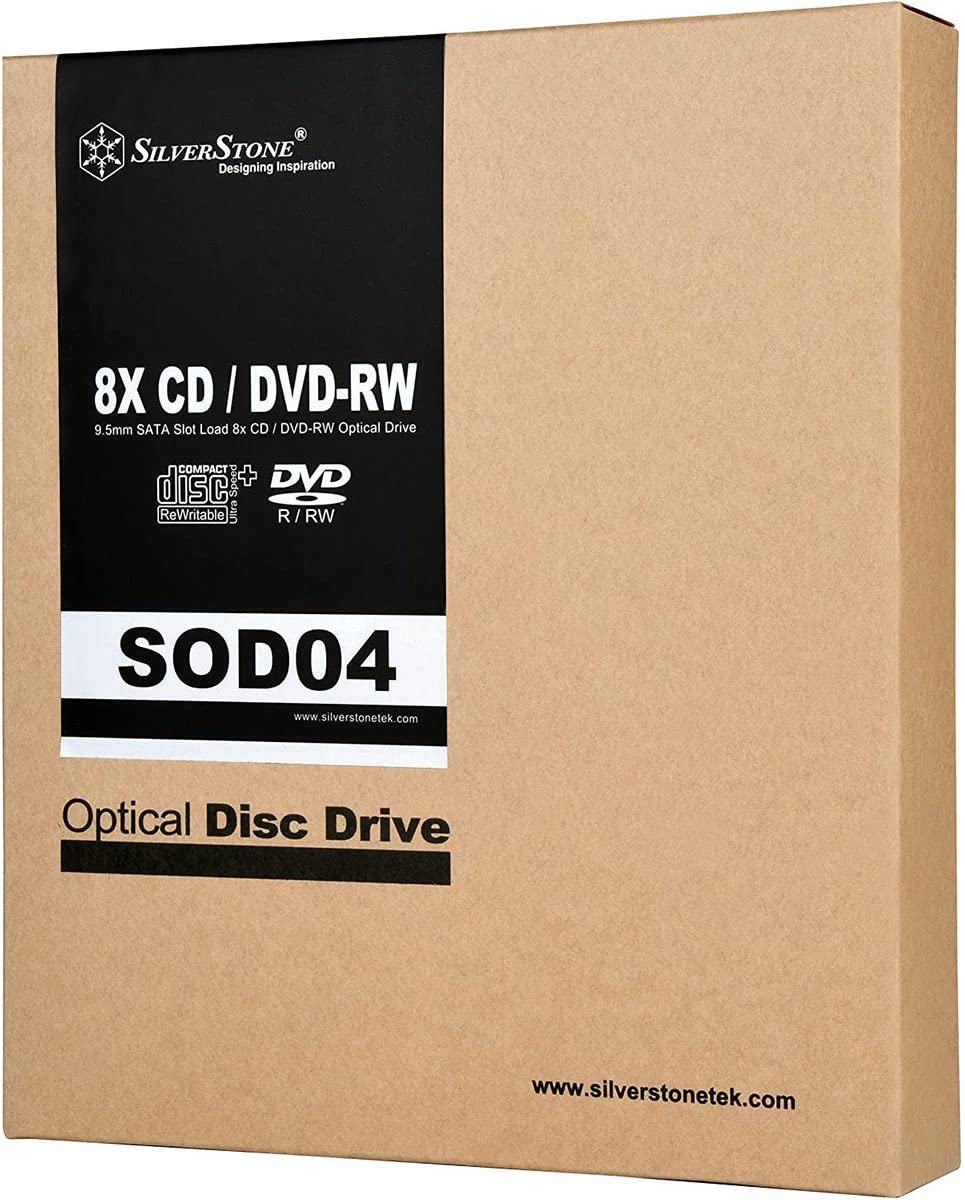 SilverStone 71120 SST-SOD04 - Internes optisches Slim DVD-RW-Laufwerk mit austauschbarer Frontblede für 9,5 mm und 12,7 mm Standard, schwarz
