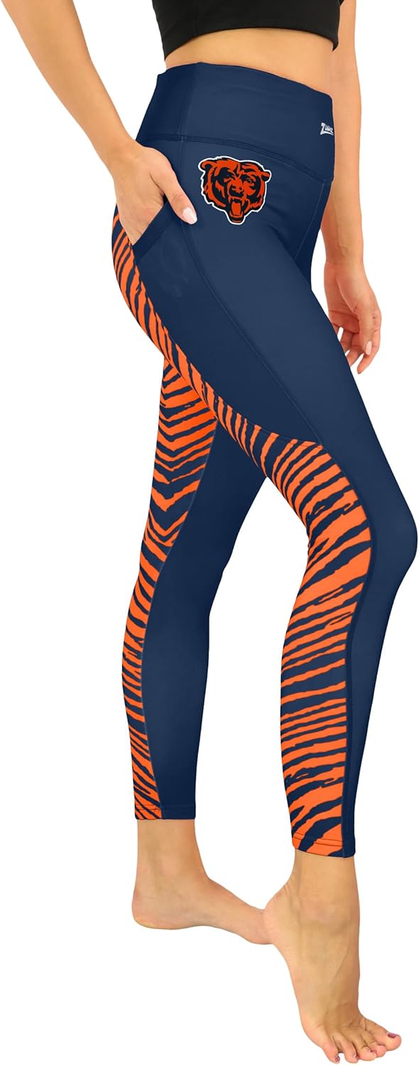 Zubaz NFL Women's Fleece Lined Powermesh Leggings with Four Pockets (XS - 3XL)