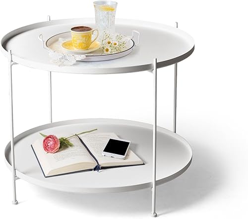 Mesa auxiliar moderna de metal, mesa auxiliar redonda de 23.6 pulgadas para interiores y exteriores, mesa de centro pequeña para sala de estar, disponible en Yaxa El Salvador