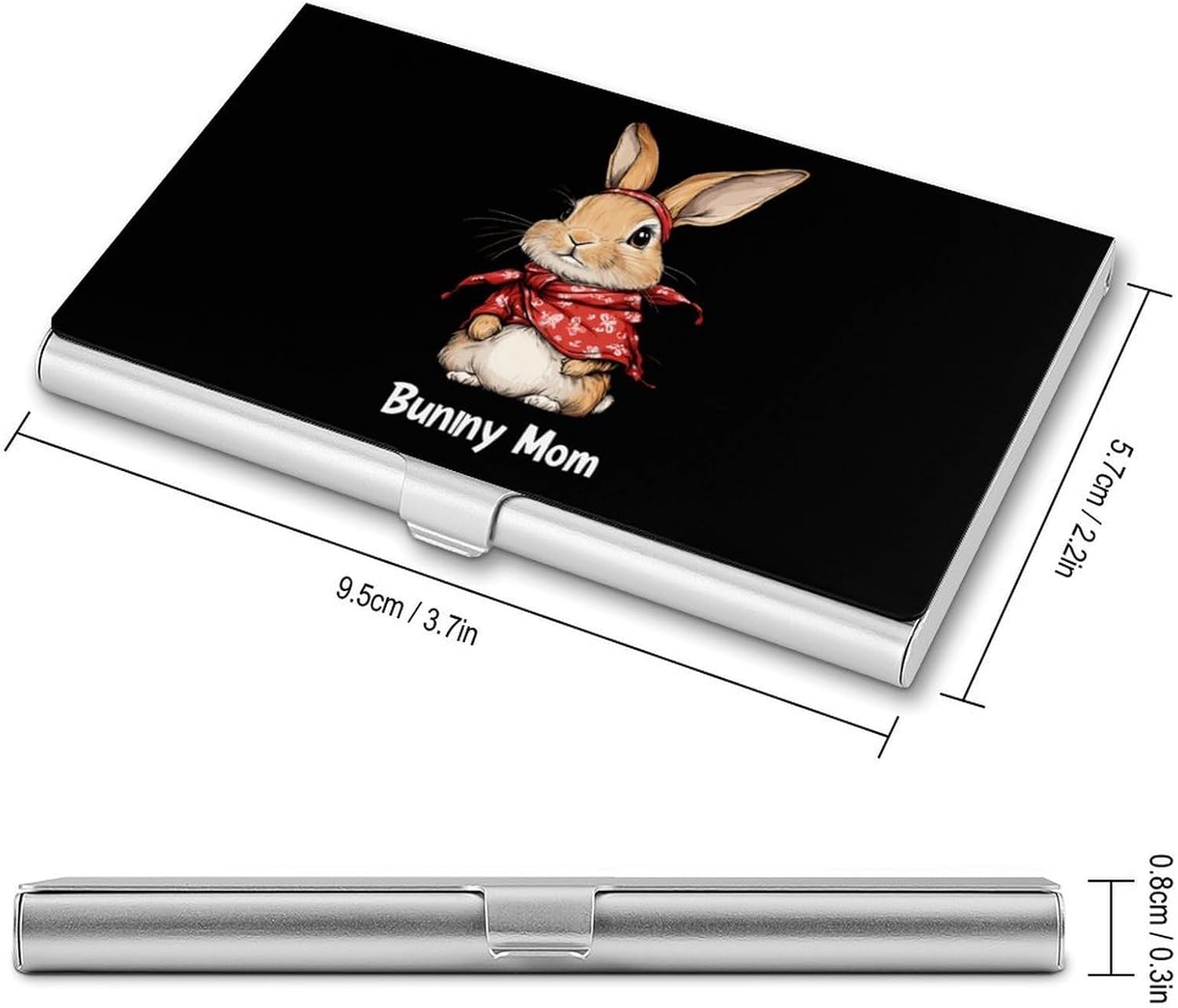 Bunny Rabbit Mom Business Card Holder Name Card Case Slim Pocket Purse for Men Women