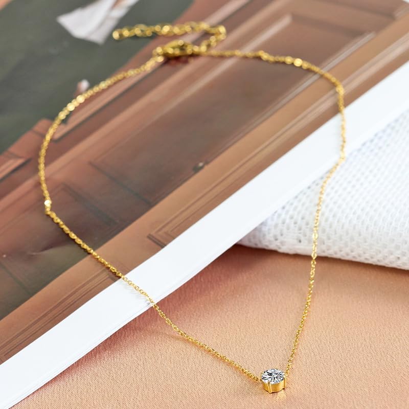 CZ Necklace for Women 18K Gold Plated Cubic Zirconia Pendant Necklaces Gold Chains Chokers - Image 6