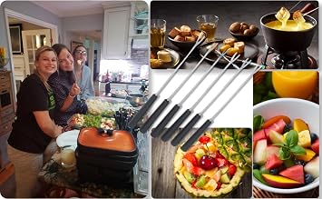 6Pcs Stainless Steel Fondue Forks 9.1 Fondue Sticks Fondue Cheese with Heat Resistant Handle Color Fondue Set for Grill Cake Chocolate Meat Fruits Cheese Fondue Fountain Roast Marshmallows Dessert