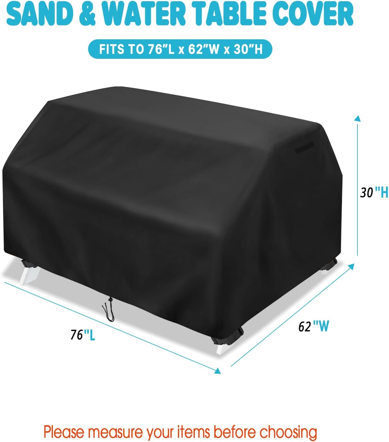 Picnic Table Covers,Waterproof Activity and Dining Tables Cover,420D Heavy Duty Dust Guard for Outdoor Folding Picnic-Table(76"Lx62"Wx30"H,Black)