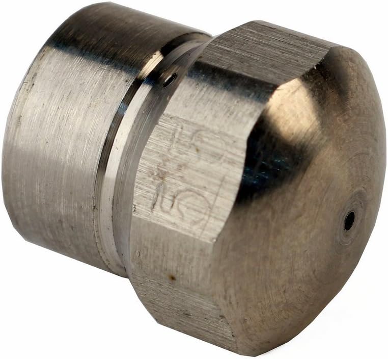 Button Nose 1/8-inch Drain Cleaning Nozzle 5.5 Orifice 5500 PSI Stainless Steel for Sewer Pipe Water Jetter
