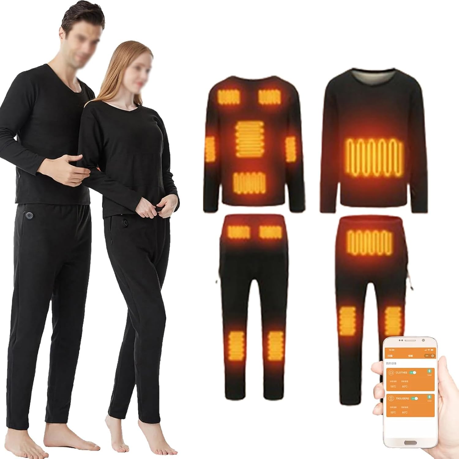 14 Zone Heated Thermal Underwear Set,Winter Men Warm Suit Ladies Heated Base Layer USB Ski T Shirts
