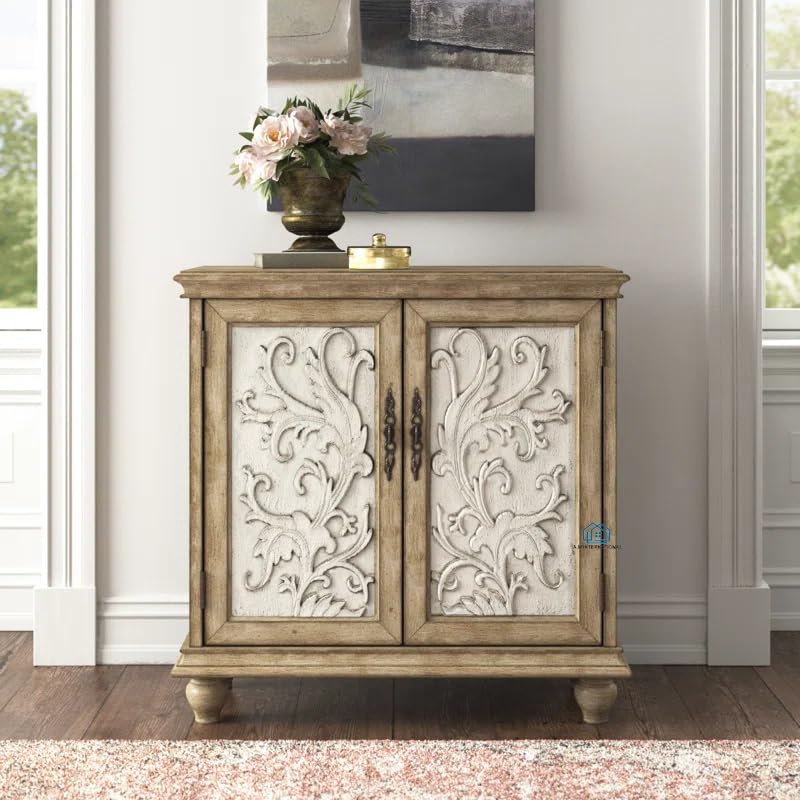 A.M INTERNATIONAL Mango Wood Chest of 3 Drawers Multipurpose Storage Cabinet Wooden Dresser for Bedroom Living Room Home (Walnut Finish) (M4)-image-48